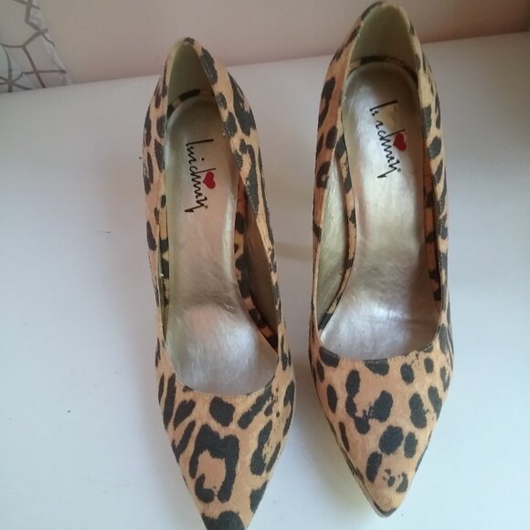 Woman' Shoes Pumps Size 9 "Luichiny" leopard Print Suede, 5.50 Heel, 1" Platform - Picture 2 of 16